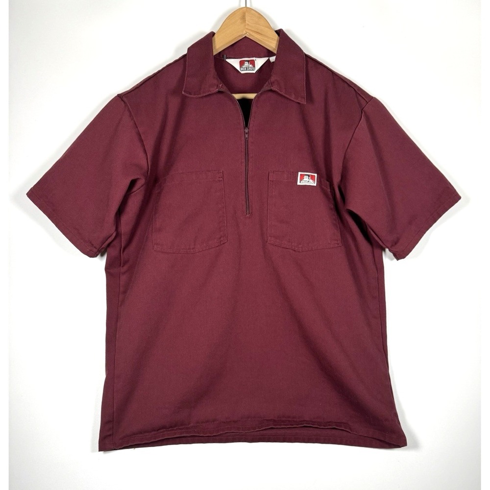 Ben Davis Shirt Mens Medium Short Sleeve Zip Workwear Made in USA Y2K Streetwear